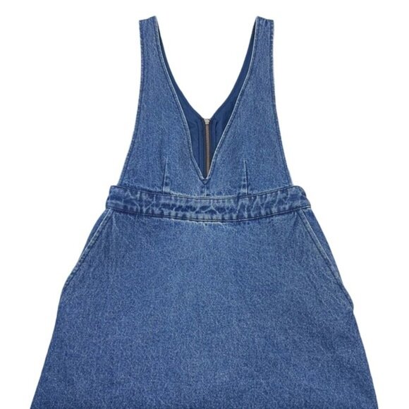 FRANK & OAK Denim Pinafore Mini Dress Sz XS - Picture 2 of 5